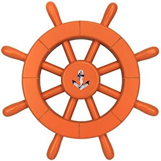 Rustic White Decorative Ship Wheel with Anchor 18 D178