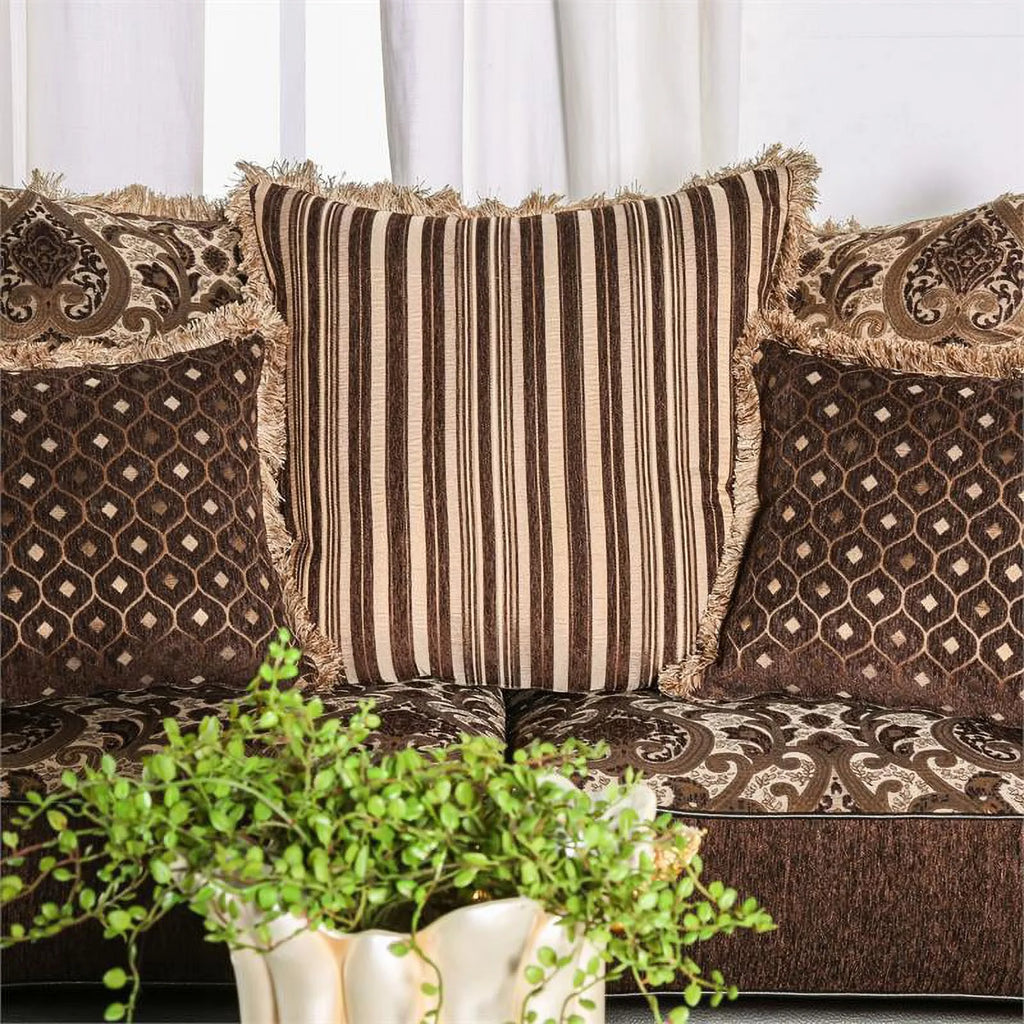 Dark Brown Faux Leather 2-Piece Sofa Set J41433