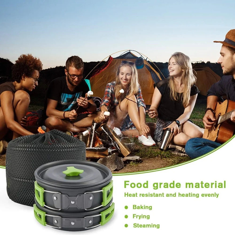 Portable Camping Cookware Set with Alumina Pot and Frying Pan Z320745