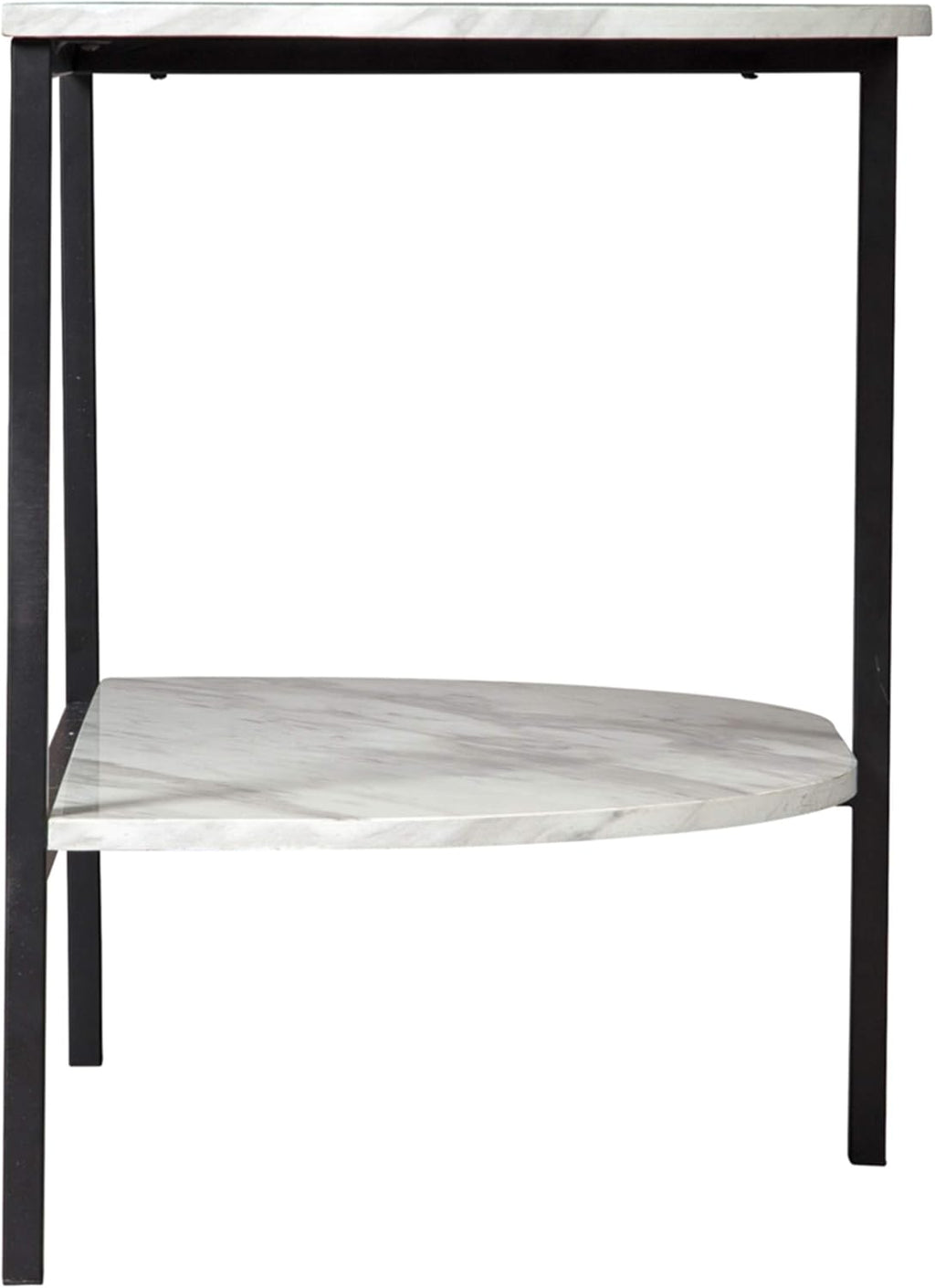 Half Moon Chair Side End Table with Faux Carrera Marble Top M20807