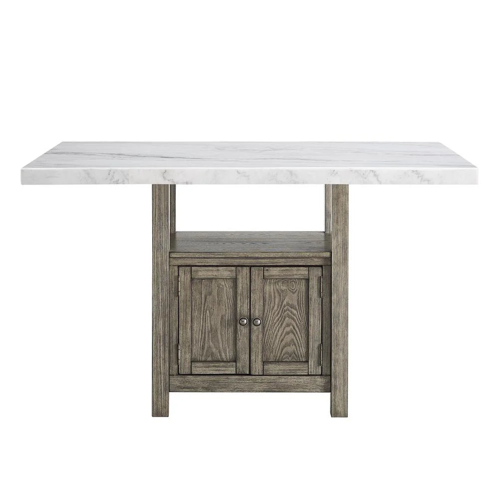 White Marble and Driftwood 6-Piece Counter Height Set S7000
