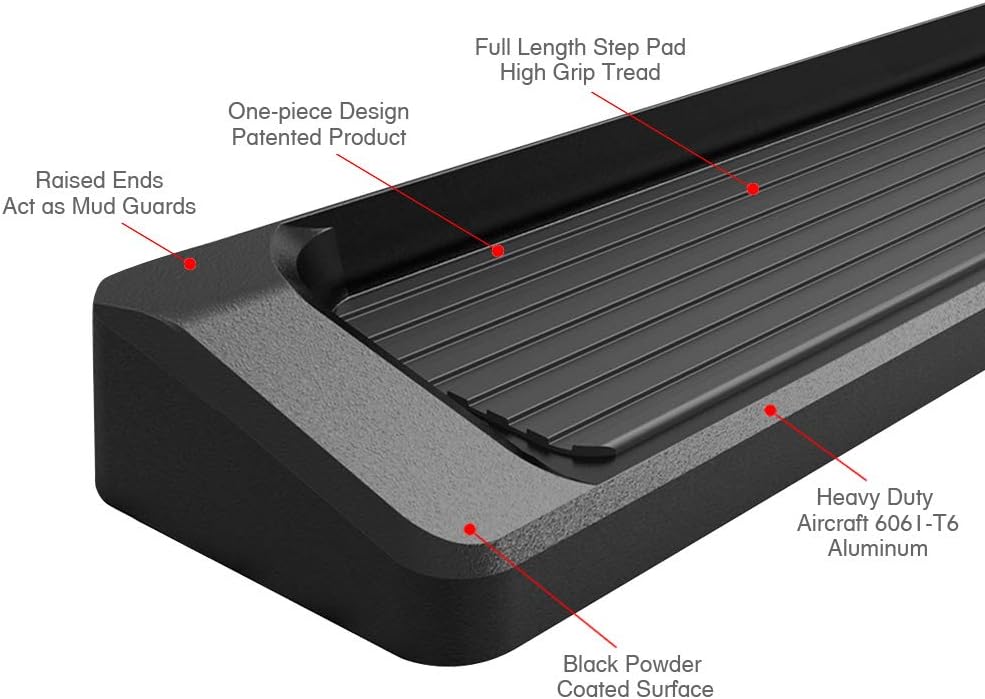 6in Black Running Boards N12248