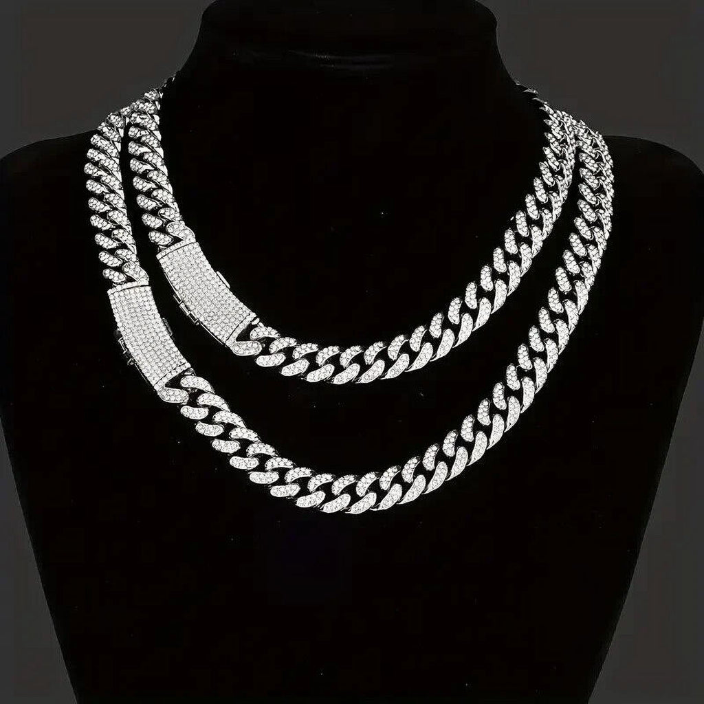 Silver Plated 18" Cuban Choker Chain Necklace O667039