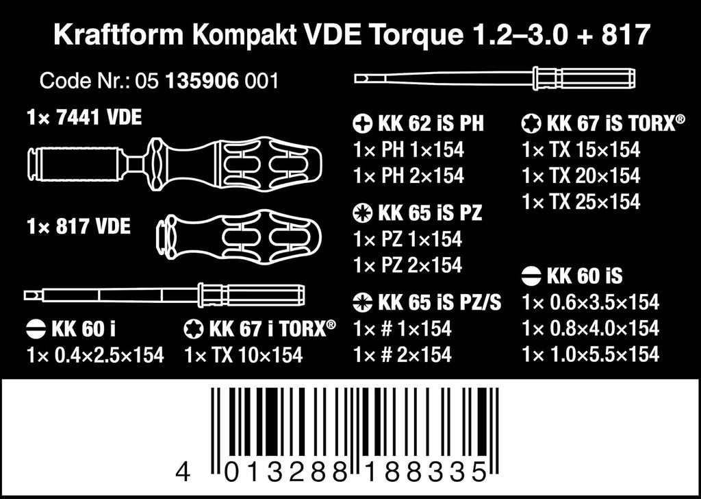 VDE Torque Screwdriver 1, 2-3.0 Nm with VDE-Handhalter E6187