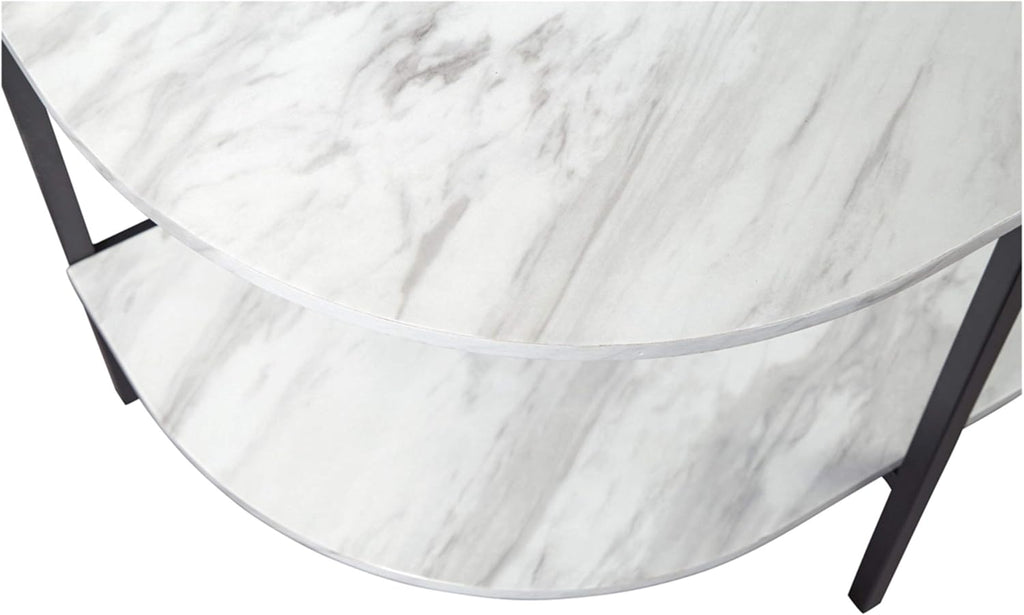 Half Moon Chair Side End Table with Faux Carrera Marble Top M20807