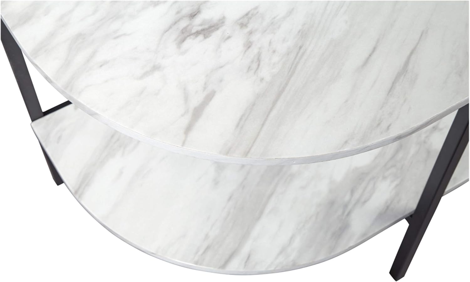 Half Moon Chair Side End Table with Faux Carrera Marble Top M20807