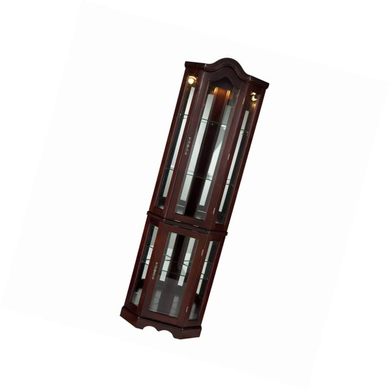 Lighted Corner Curio Cabinet Mahogany V41023