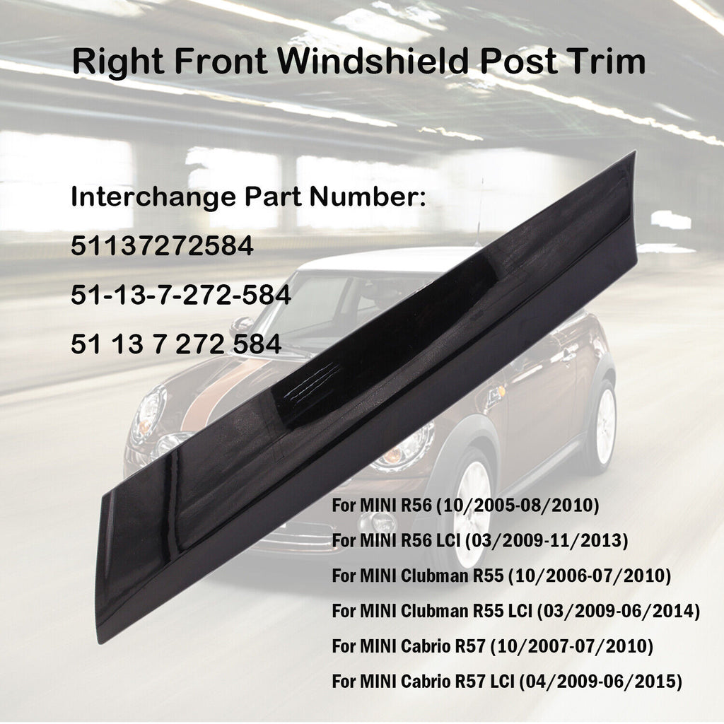 Windshield A Pillar Trim for Mini Cooper Convertible 2009-2015/Clubman 2008-2014/Hatchback 2007-2013 E29382