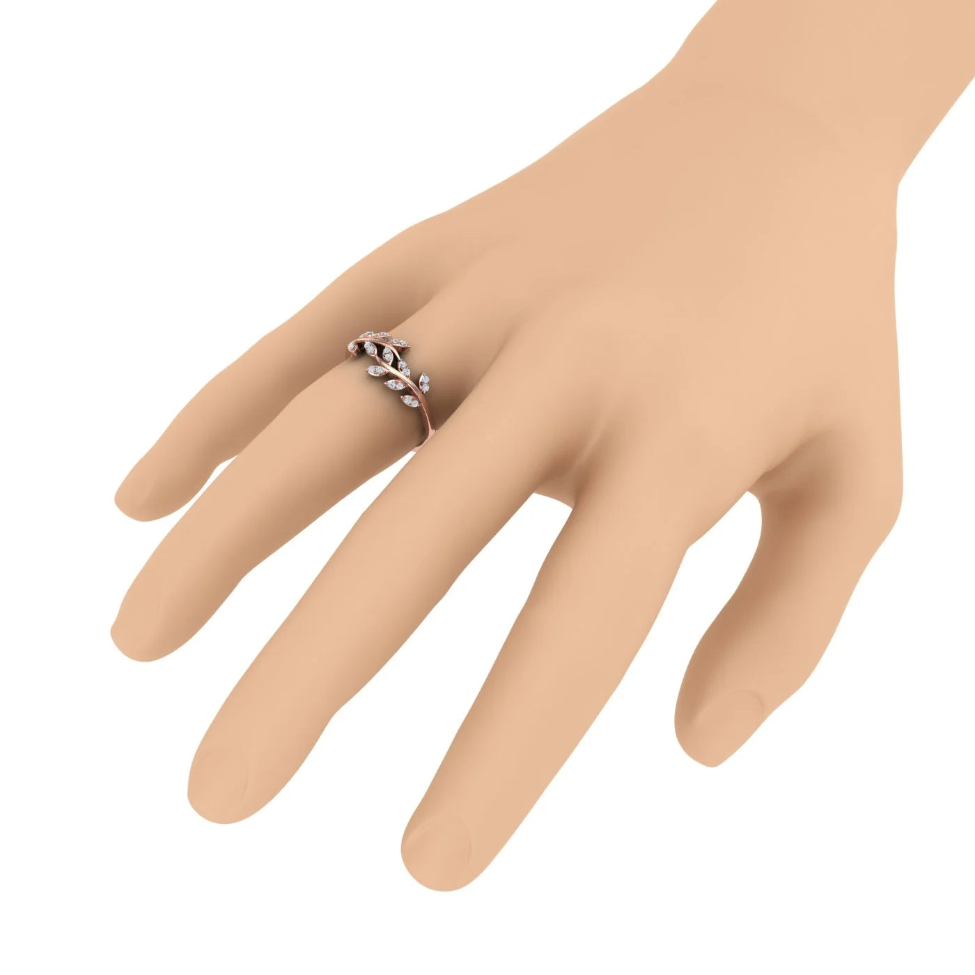10K Rose Gold Diamond Nature Wedding Band O23393