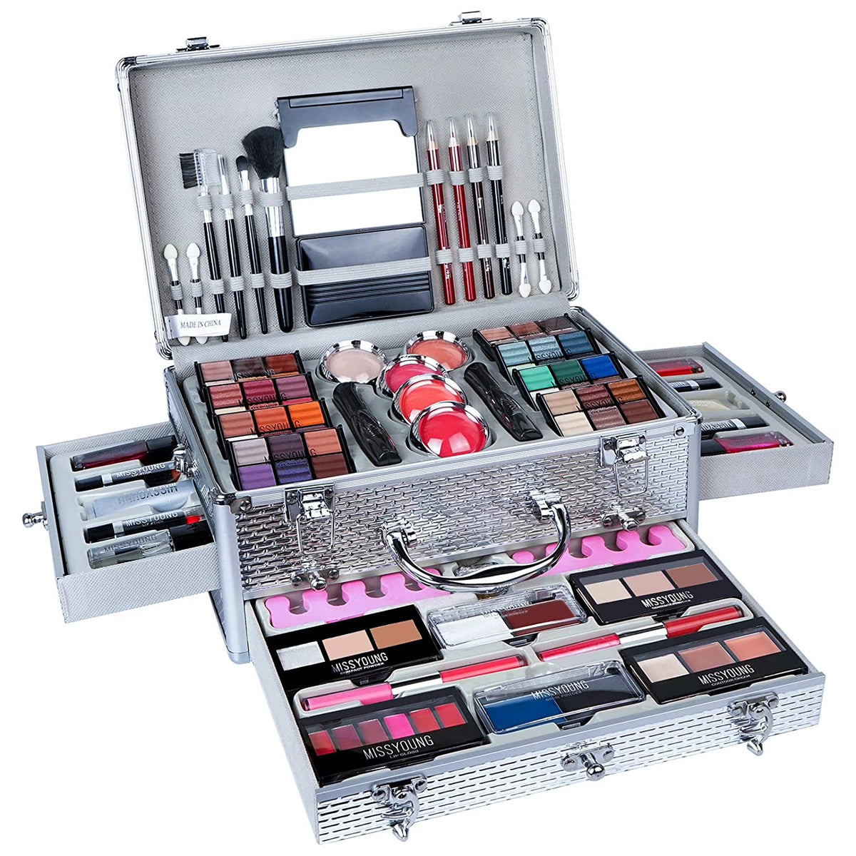 Makeup Kit with Eyeshadow Palette Lipstick Blush Foundation Concealer Face Powder Mascara Lipgloss Brush J771