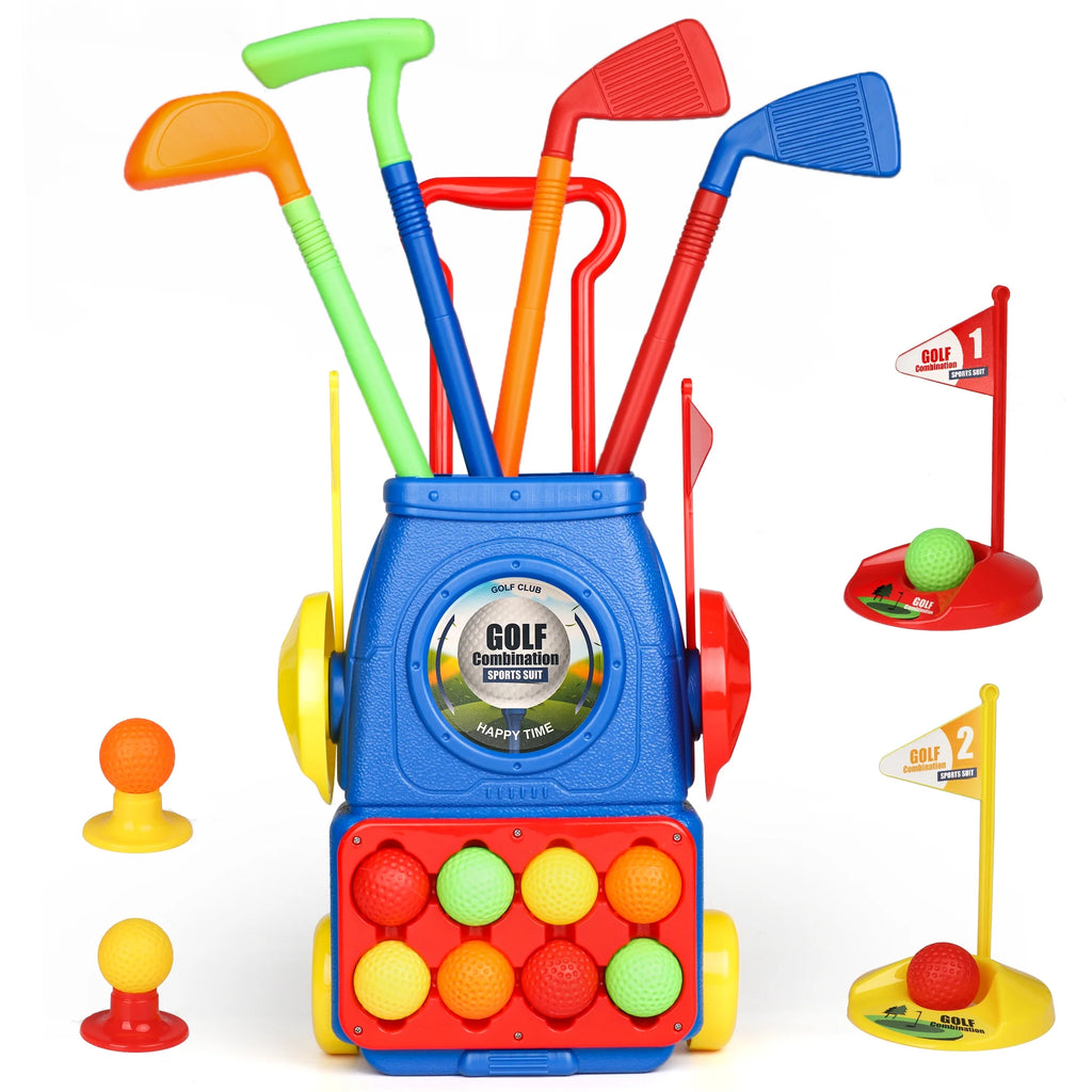 Kids Golf Set with 8 Balls, 4 Golf Sticks, 2 Practice Holes D42554