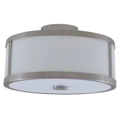Satin Nickel 16x22 Drum Semi Flush Mount Light H15796
