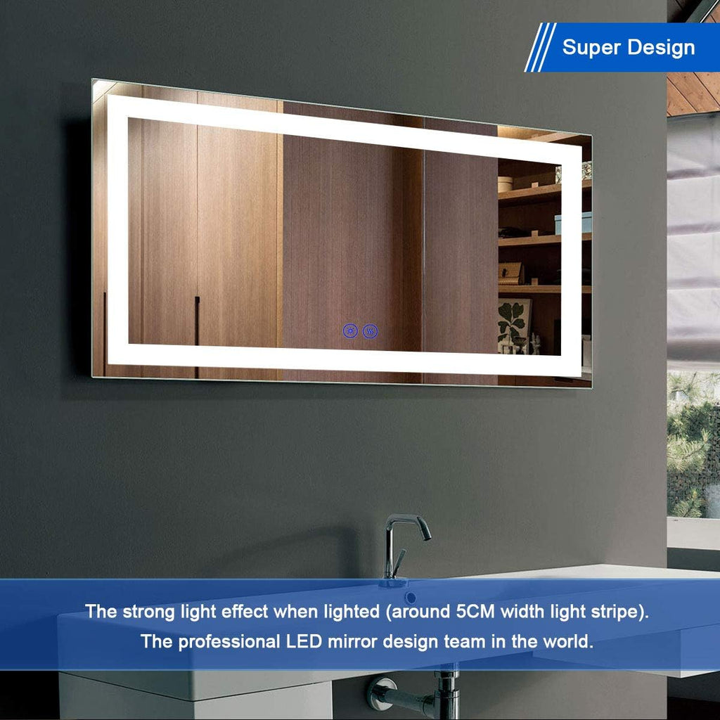 60 x 36 Inch Illuminated LED Bathroom Mirror with Smart Button, Anti Fog, Dimmable, Bluetooth Speakers V453047