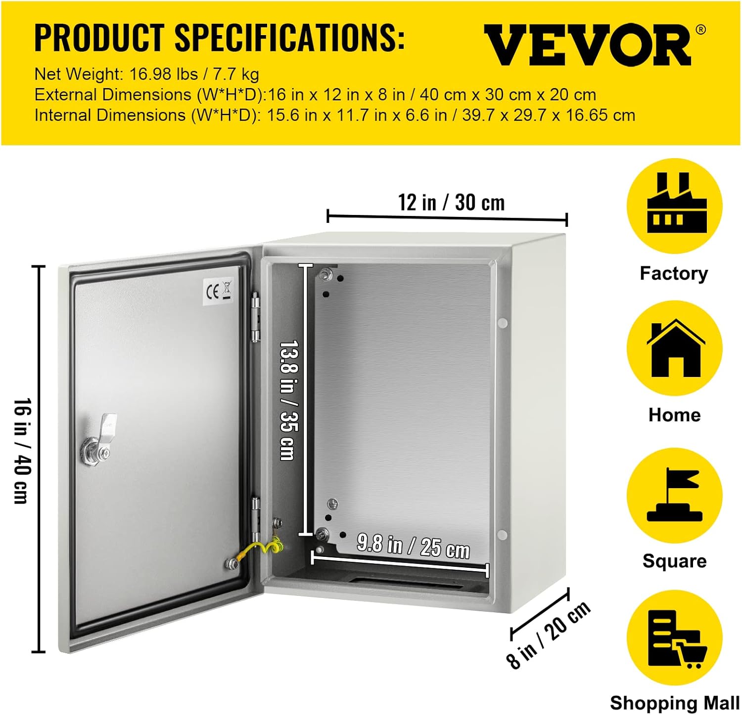 16 x 12 x 8'' NEMA 4X Steel Electrical Box with Mounting Plate L742640
