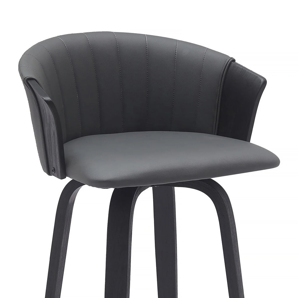 Black Faux Leather Swivel Barstool Chair S317453