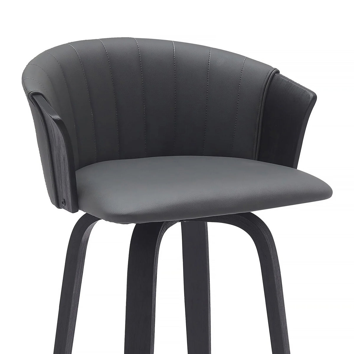 Black Faux Leather Swivel Barstool Chair S317453