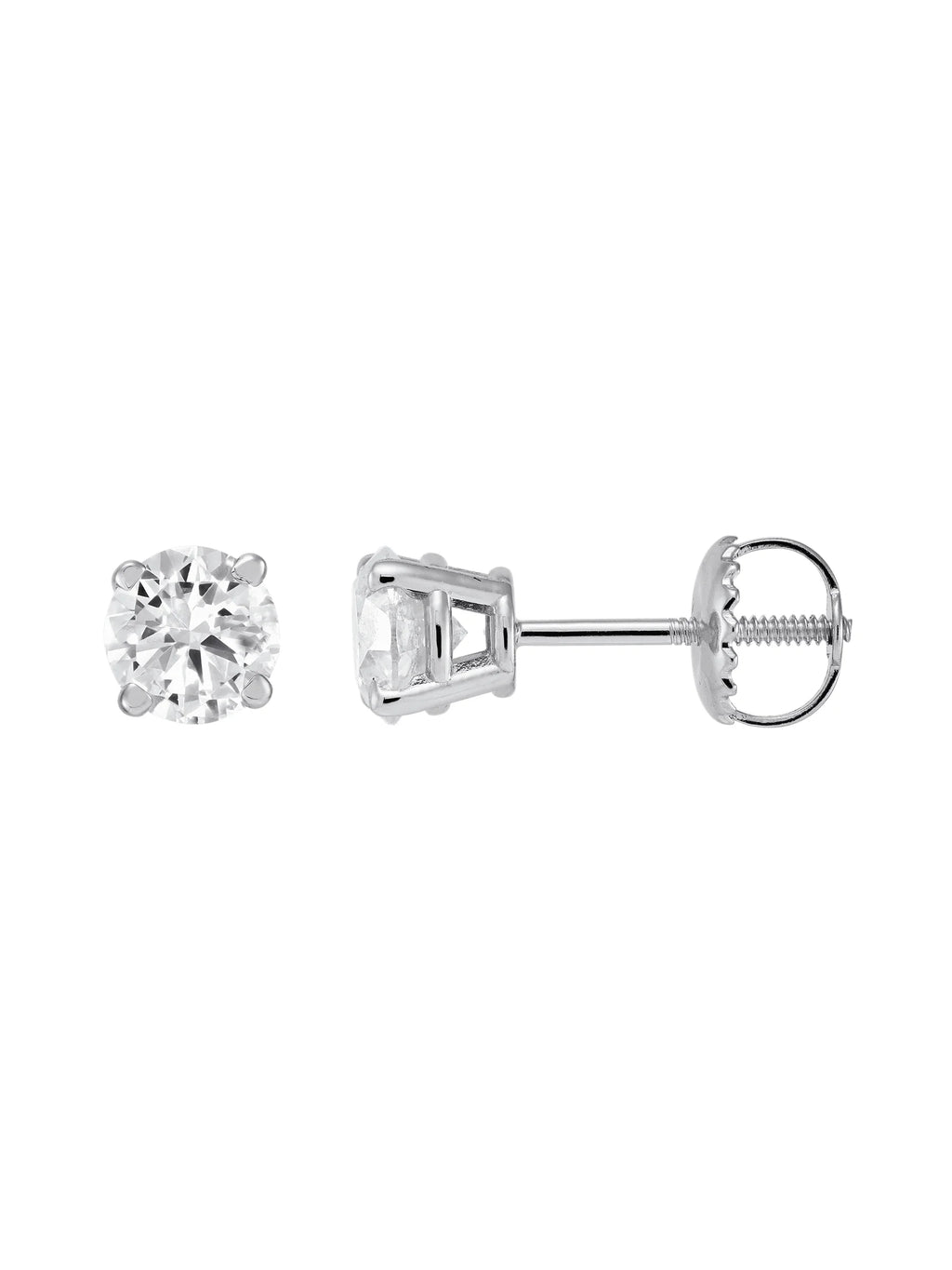 14kt White Gold Diamond Solitaire Stud Earrings X591