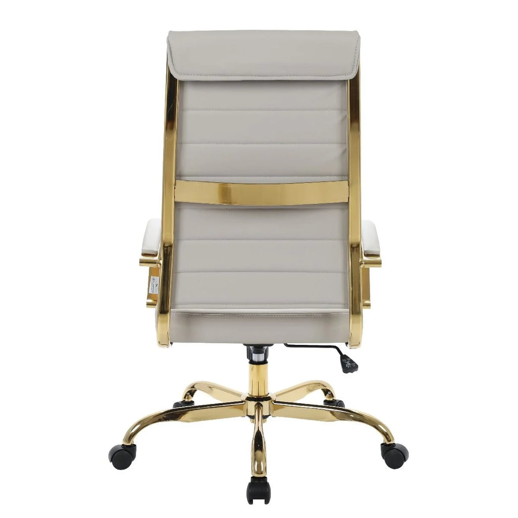 Tan Leather Swivel Office Chair with Gold Frame Z23209