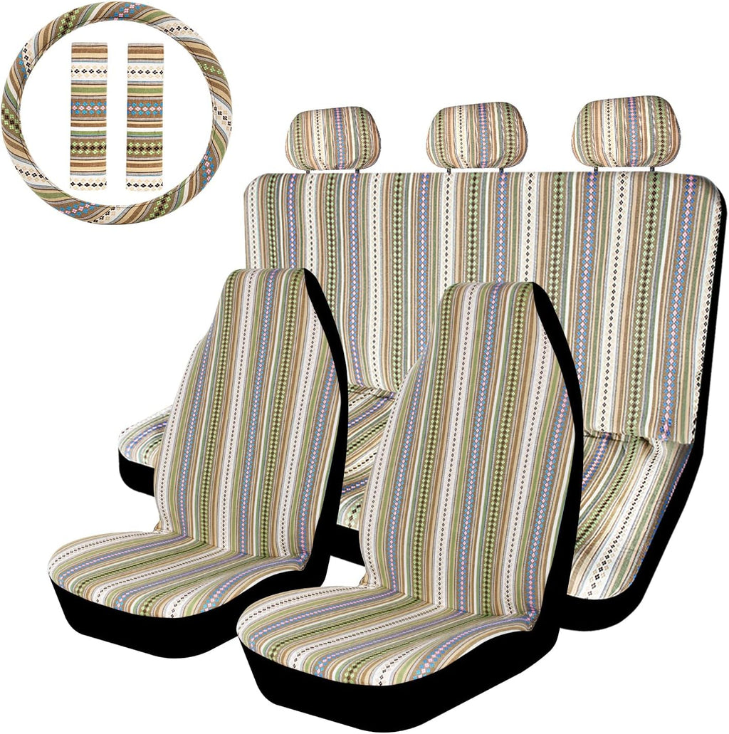 Beige Woven Seat Cover with Steering Wheel Cover R729541