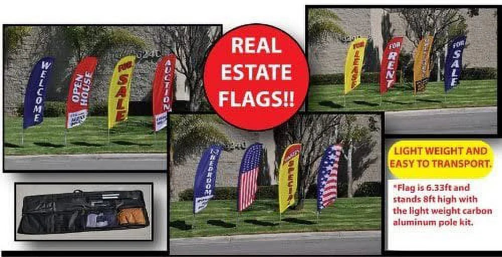 Feather Banner Flag with Carry Bag and 8ft Pole Kit E852
