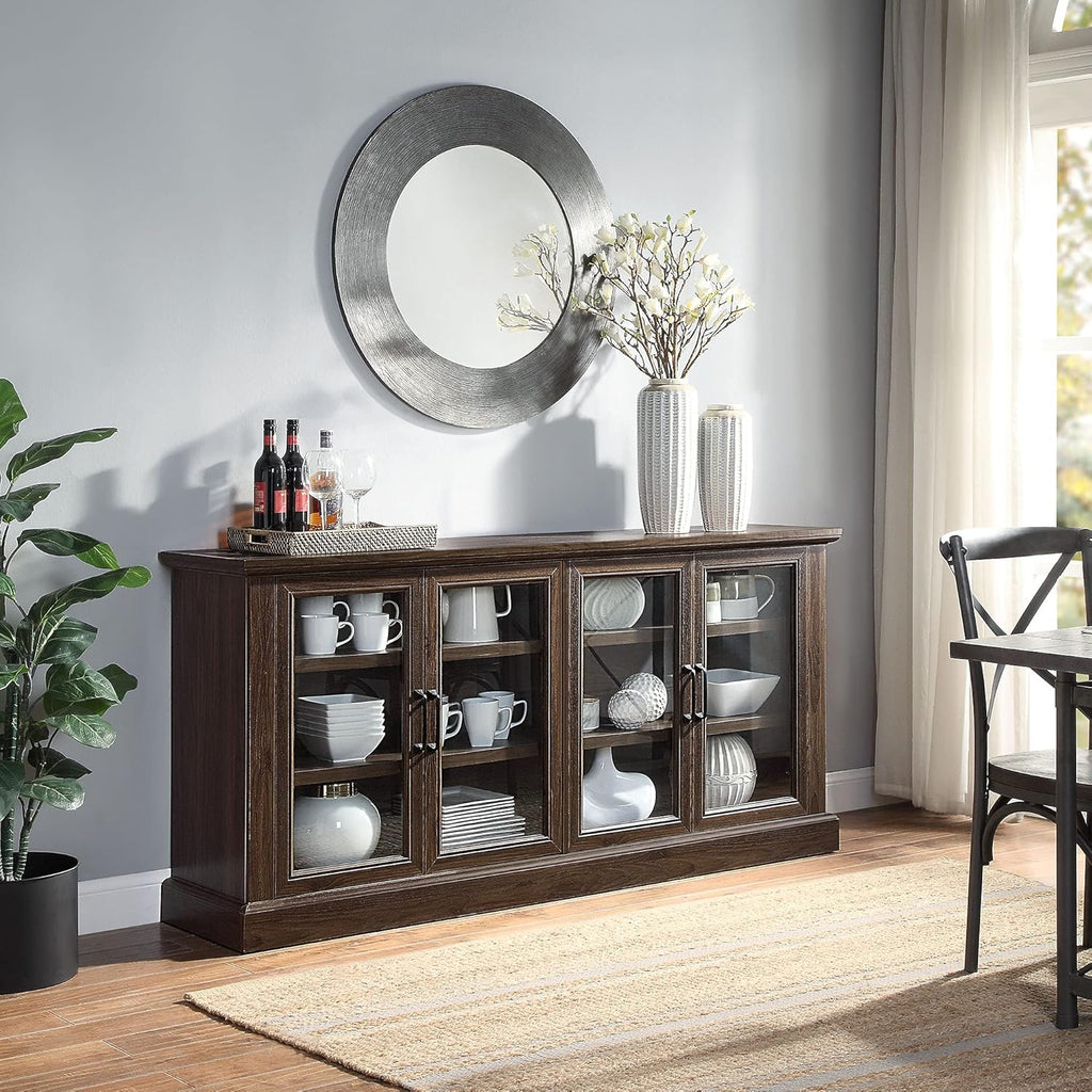 Rustic Gray Wood Sideboard with Storage Cabinet N612289