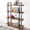 Vintage Brown 4-Tier Metal and Wood Bookshelf F16114