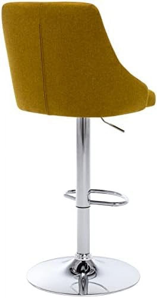Yellow Adjustable Fabric Swivel Barstool with Back C3648