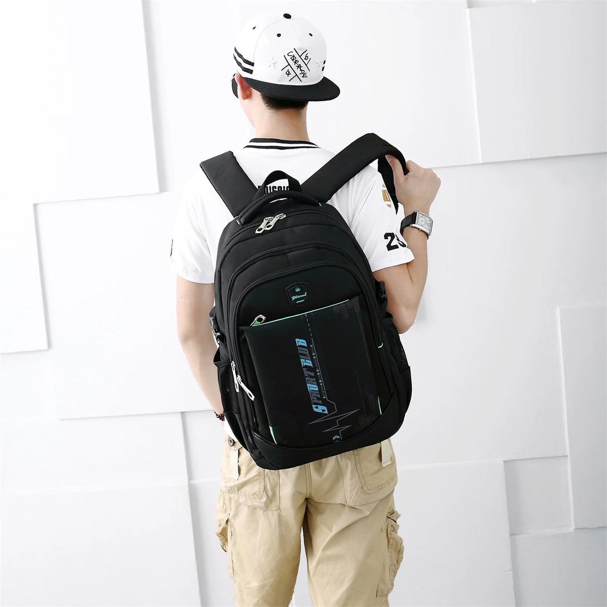 Black Blue Waterproof Lightweight Backpack C22818