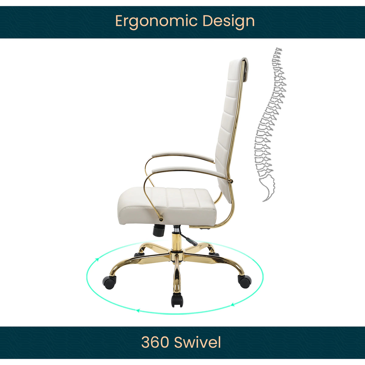 Tan Leather Swivel Office Chair with Gold Frame Z23209