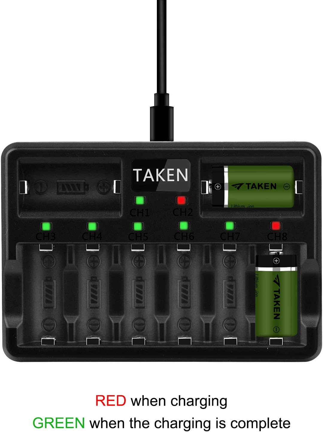 Rechargeable Batteries 24 Pack 750mAh with 8-Ports Charger F9054