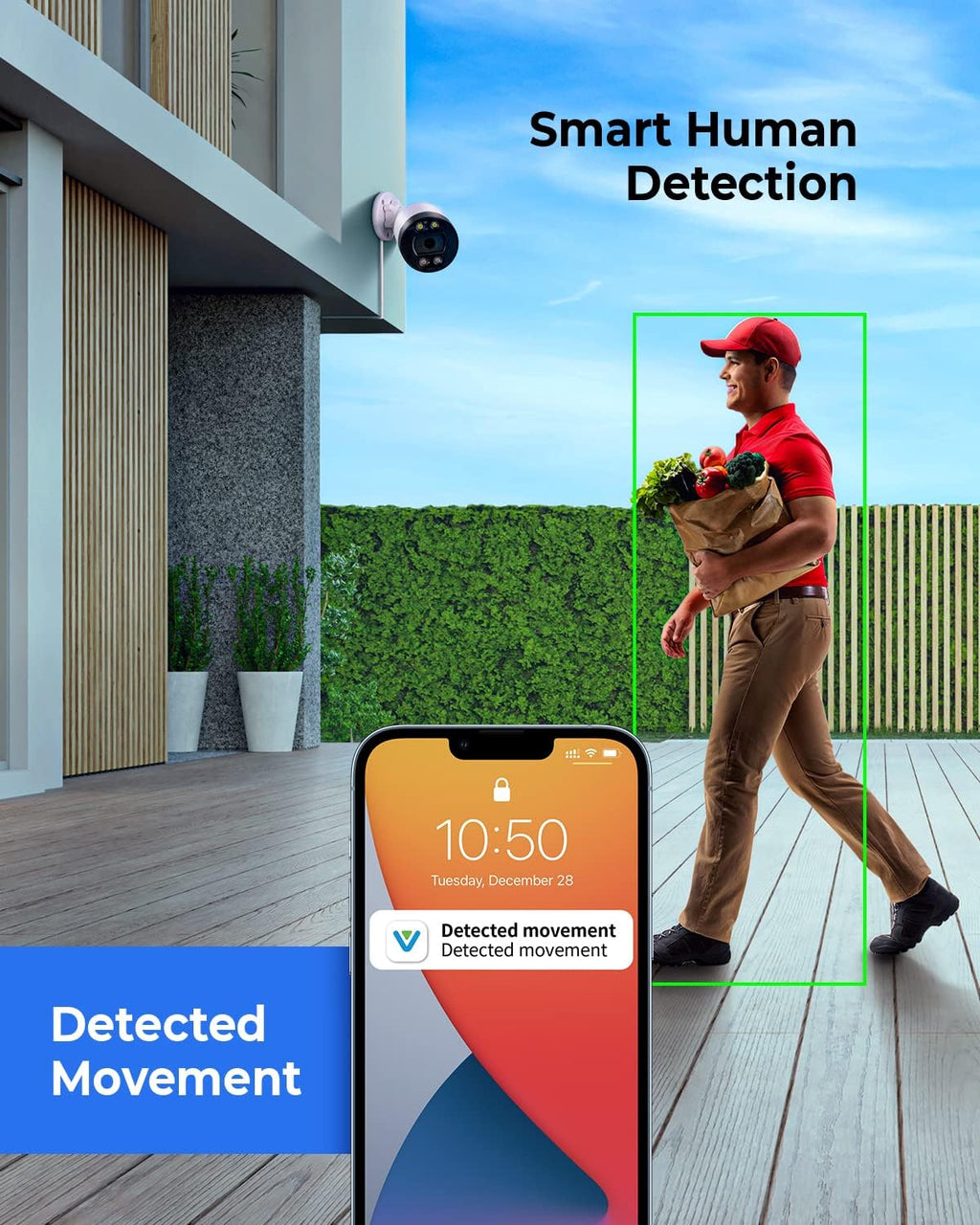 5MP PoE IP Camera with Two-Way Audio, Full-Color Night Vision, AI Human Detection, IP66 Weatherproof Z366