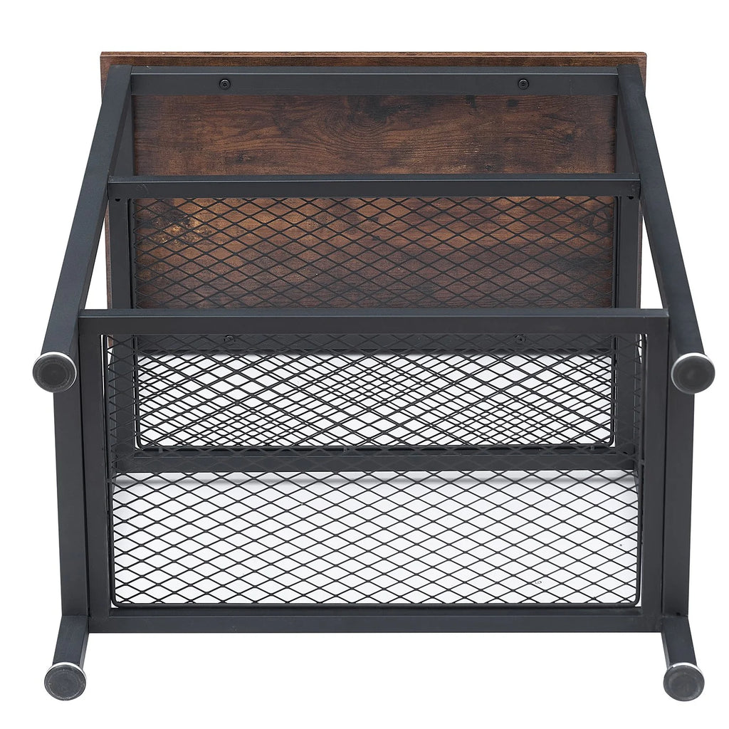 Brown 3-Tier Open Shelves Nightstand, Set of 2 F851793