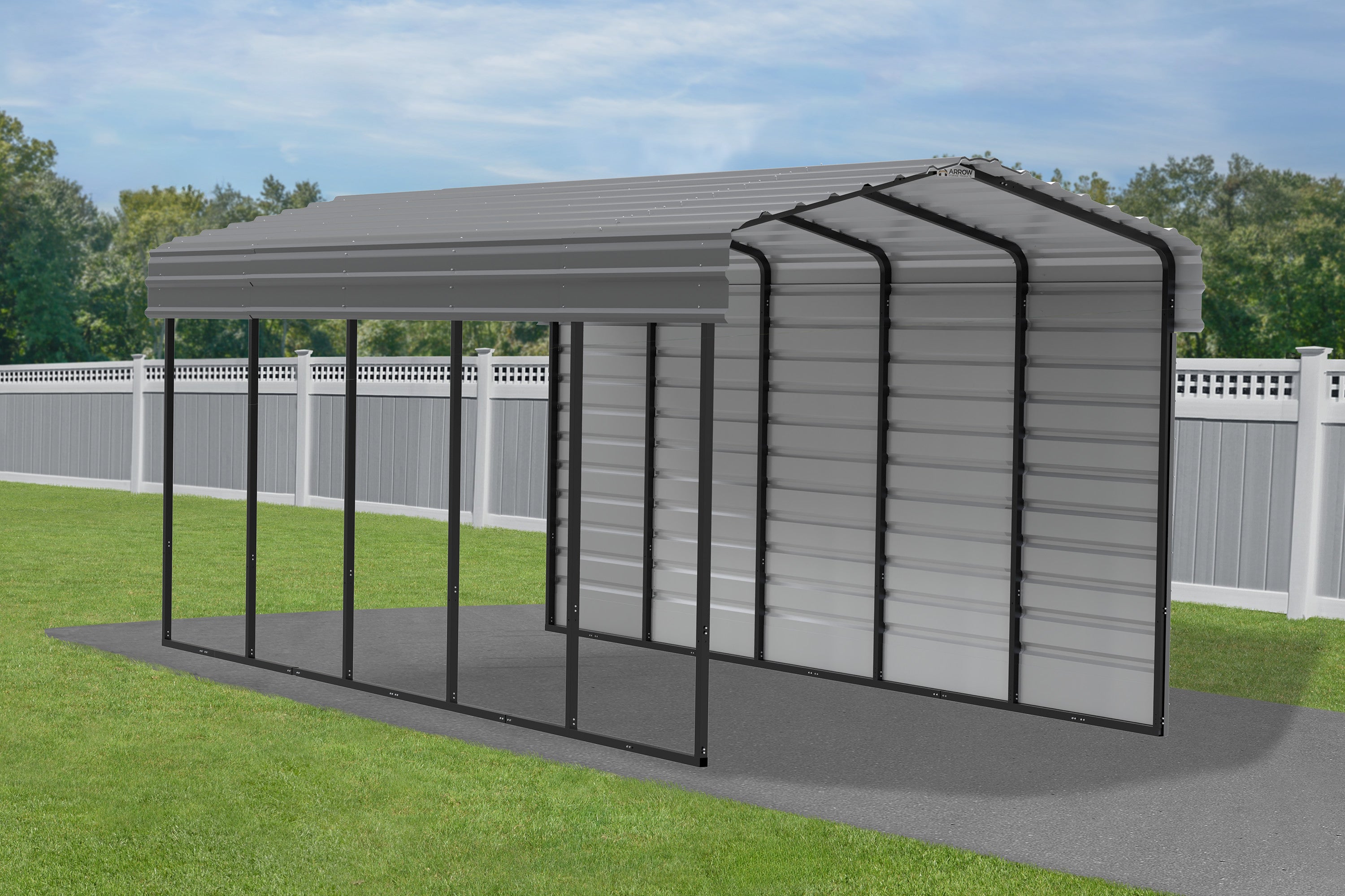 Galvanized Steel Carport Kit, 10' x 24' x 9', Charcoal U79728