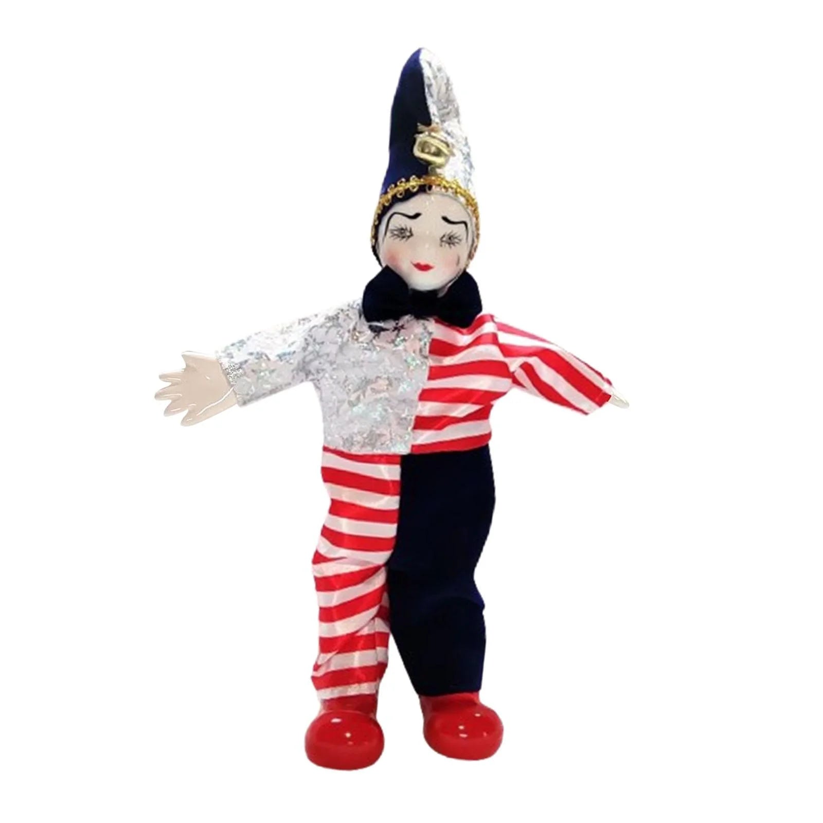 Clown Doll Harlequin Doll Antique Doll Collections Toy, 9.84'' Movable Joint Jester Doll O598322
