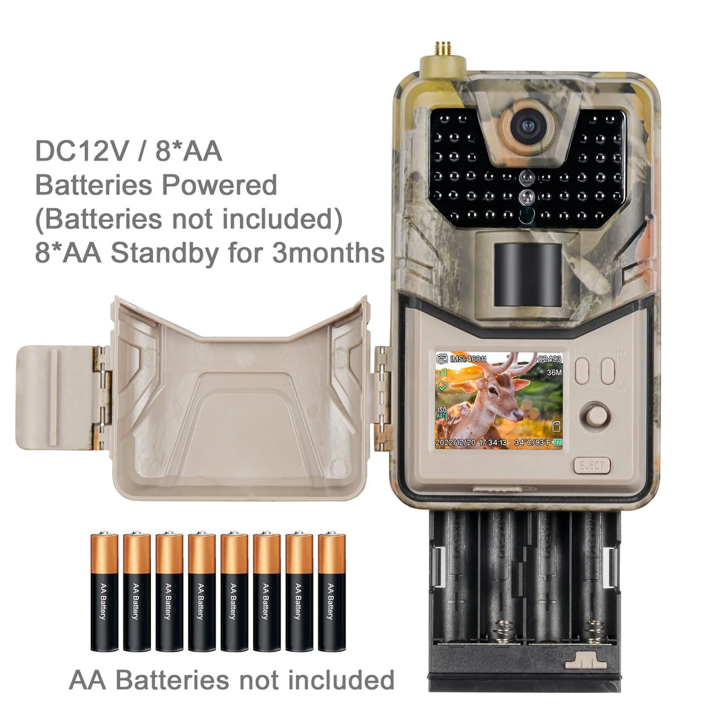 4G/LTE Cellular Trail Camera 36MP 4K with Infrared Night Vision, AA Batteries Powered G918232