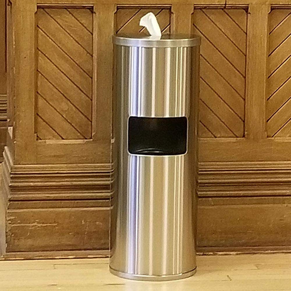 Stainless Steel Floor Stand Wipe Dispenser with Built-in Trash Can X2547