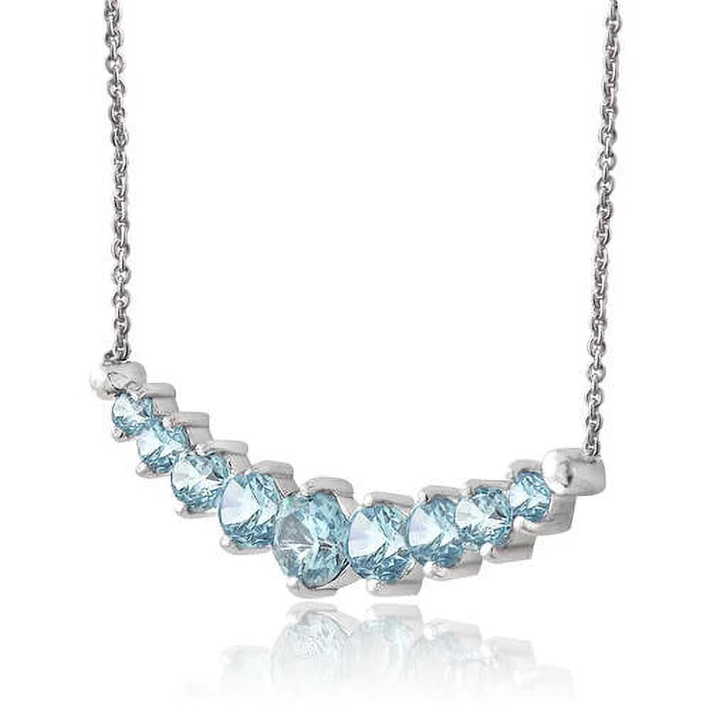 Blue Topaz Sterling Silver Graduated Necklace Z3627