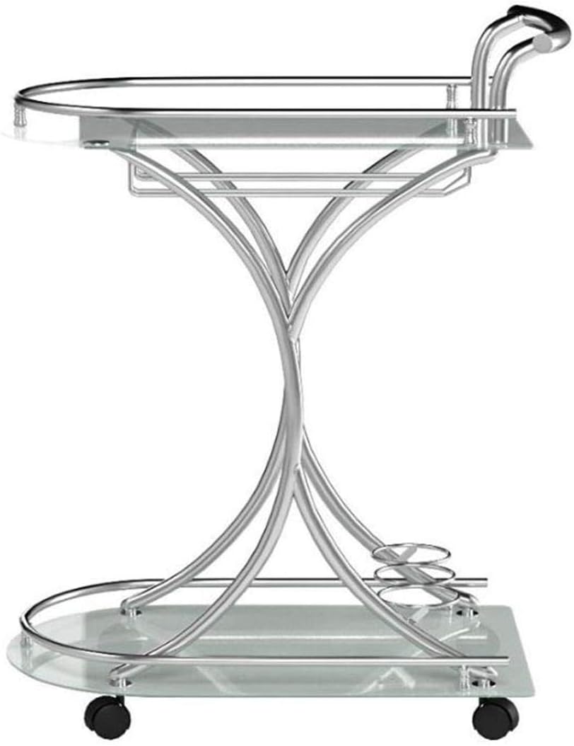 Chrome and White Serving Cart with 2 Frosted Glass Shelves L878592