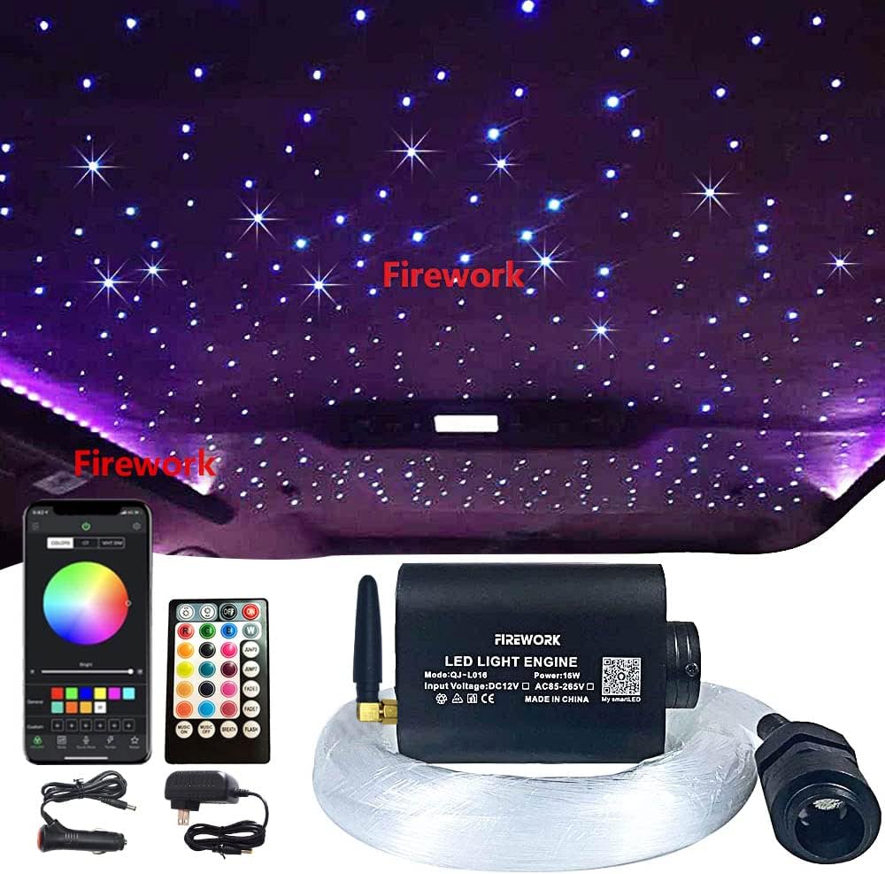 460pcs 0.03in 9.8ft RGBW LED Fiber Optic Star Ceiling Light Kit P982