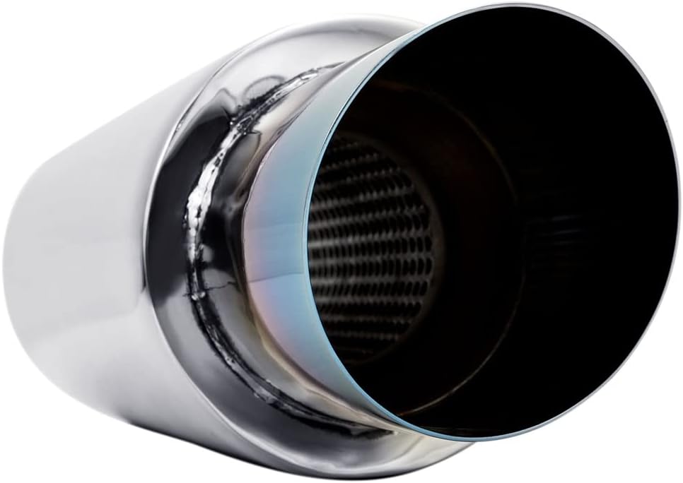 2.25'' Inlet 3'' Outlet Exhaust Burnt Muffler Tip Stainless Steel 14.7'' Length Pack of 2 H7054