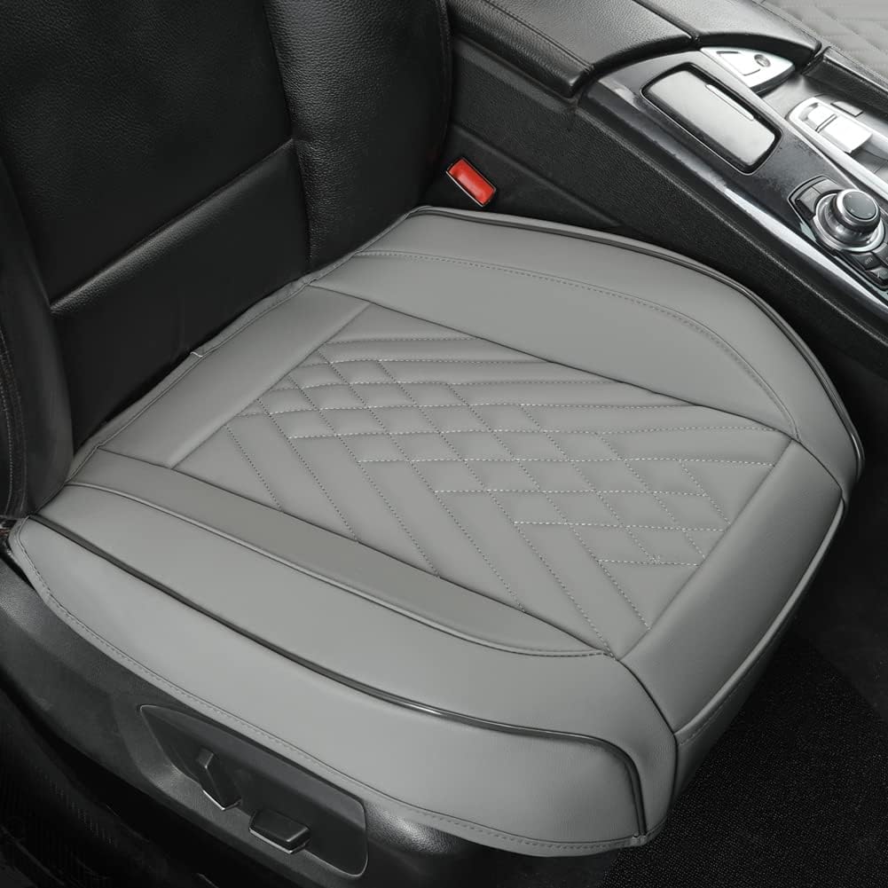 Grey PU Leather Front Car Seat Cover Protector (1 Pack) K510