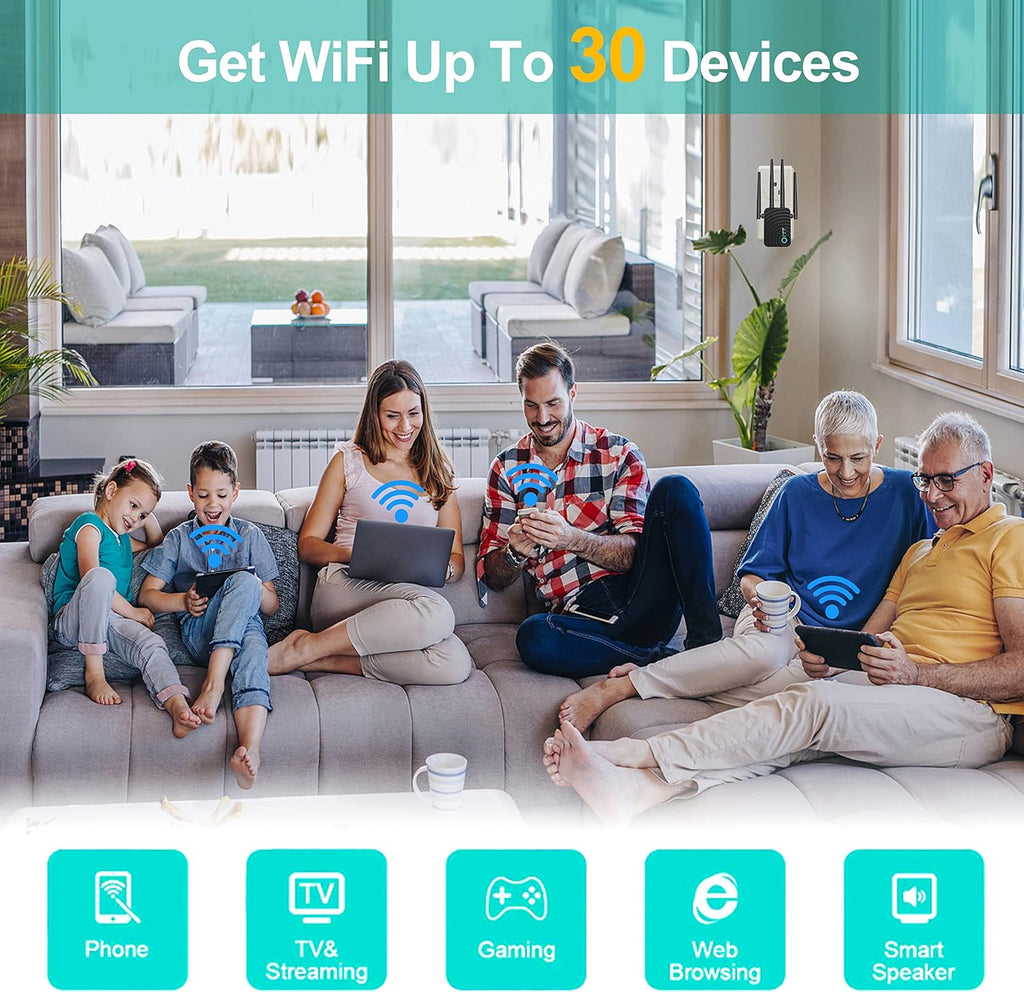 WiFi Range Extender Signal Booster, 1200Mbps Dual Band WiFi Repeater with Ethernet/LAN Port Pack of 2 T813331