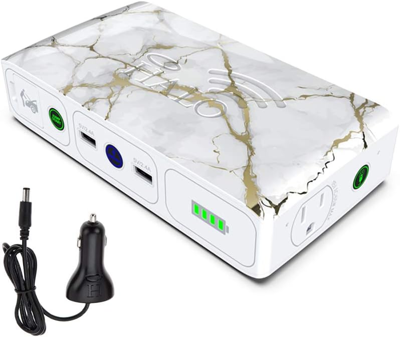 Gold Marble Car Jump Starter with AC Outlet and Car Charger B909315