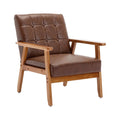 Accent Chairs Set of 2 with Side Table, Wood and Fabric Armchairs S604