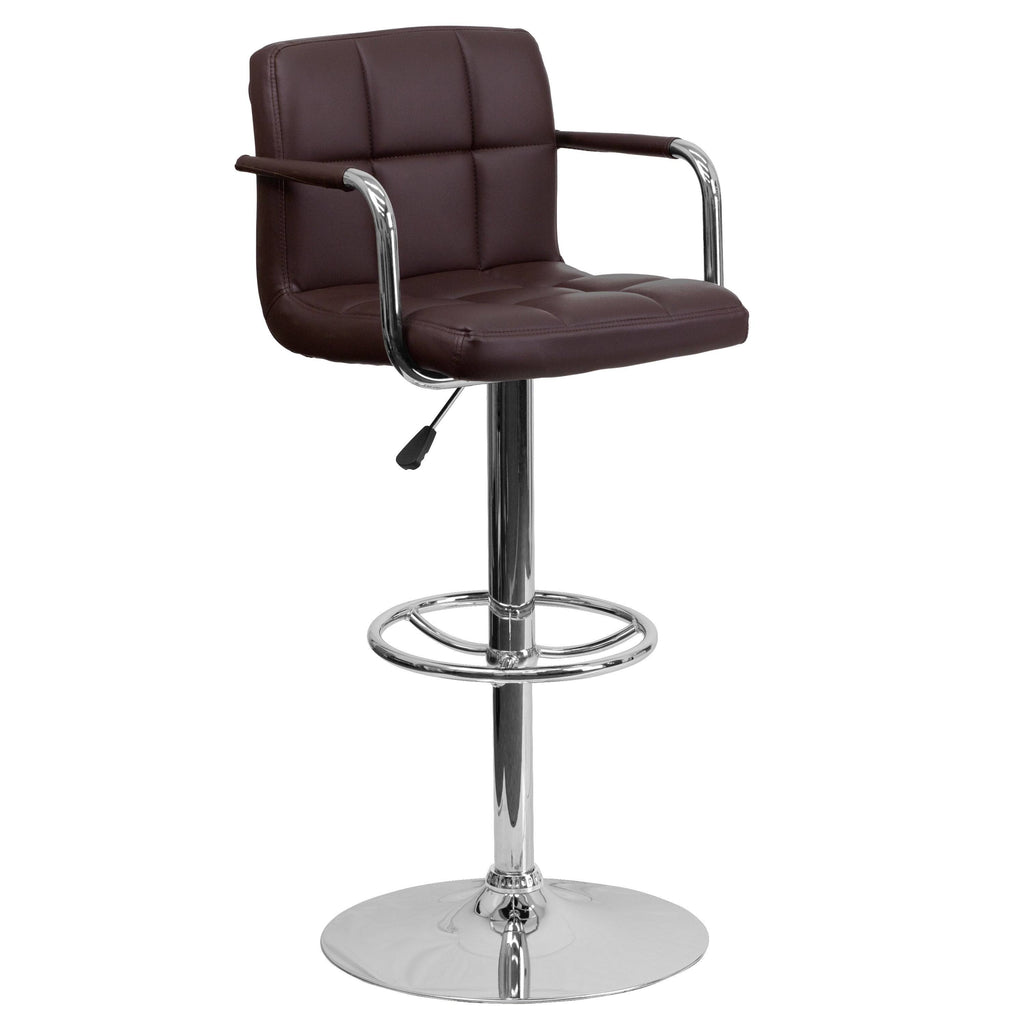 Yellow Adjustable Quilted Barstool O99237
