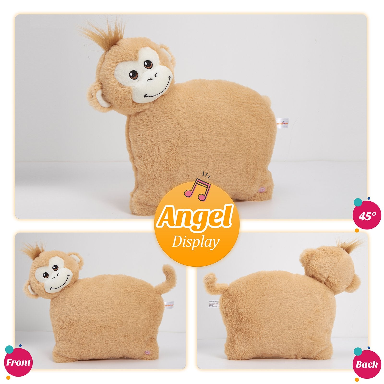 12'' Musical LED Monkey Stuffed Animal Plush Toy O9380