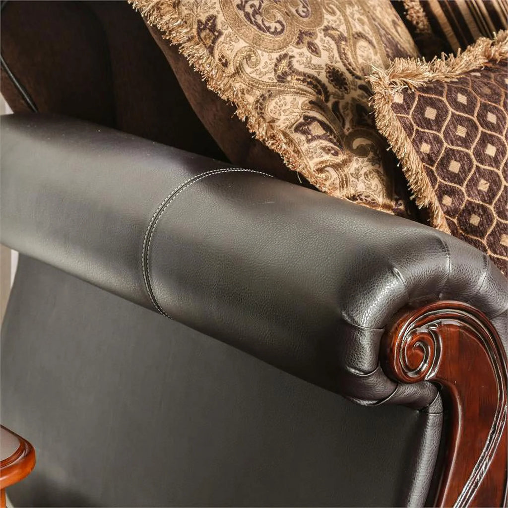 Dark Brown Faux Leather 2-Piece Sofa Set J41433