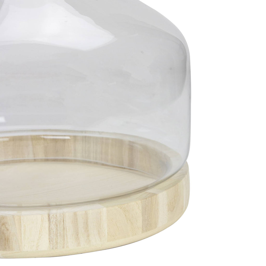 12.5x22 Transparent Glass Hurricane with Wooden Lid and Base E985