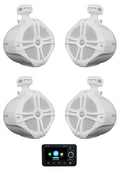 2-Zone Marine Bluetooth Receiver with 4 White 8" Wakeboard Speakers O5471