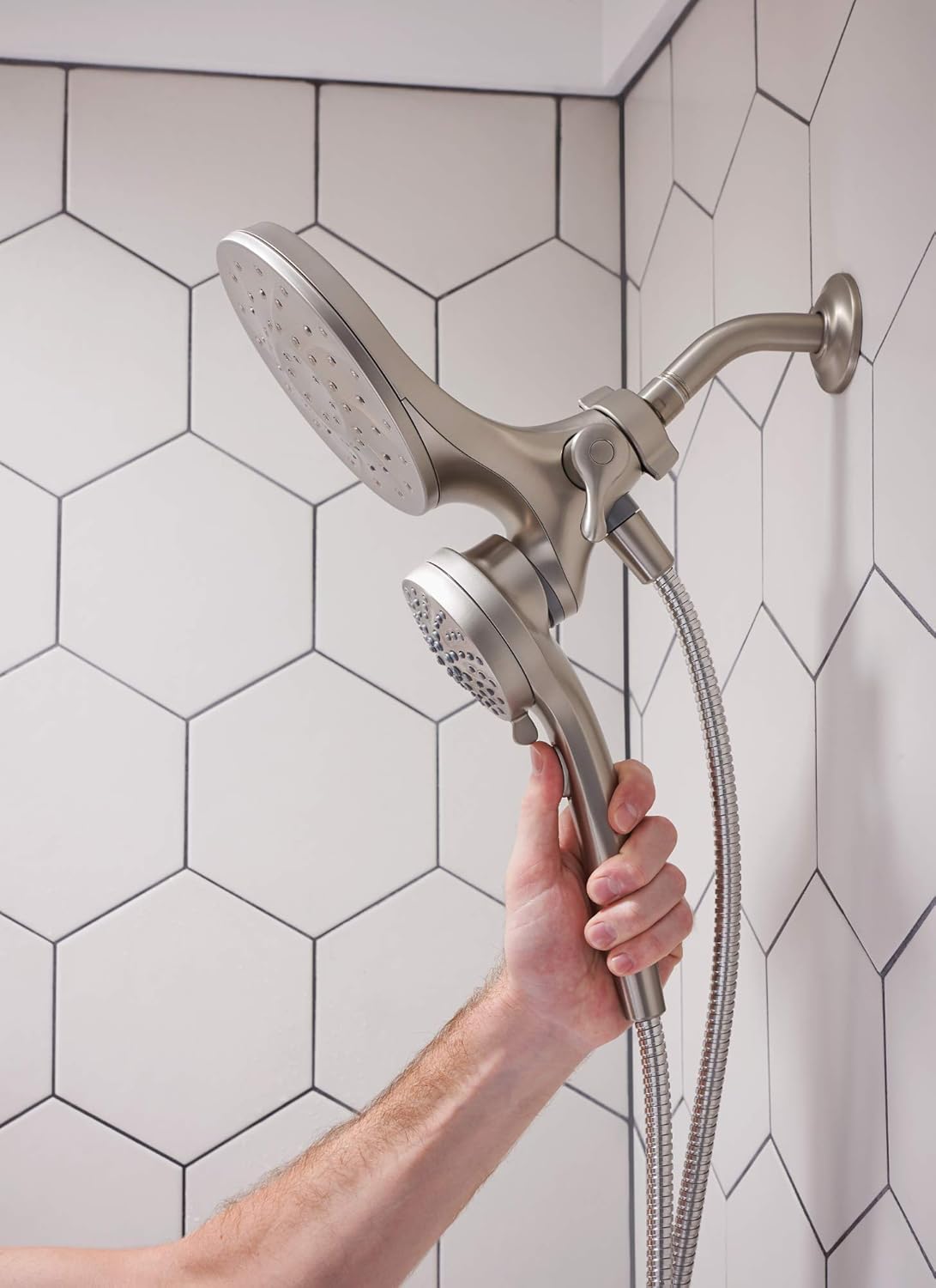 Spot Resist Brushed Nickel Handshower and Rainshower Combo F5146